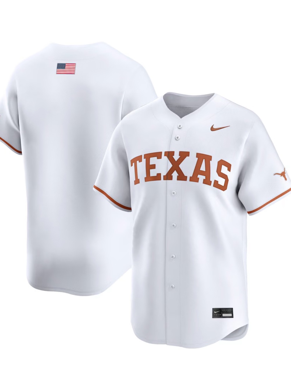 Nike DRI-FIT Texas Longhorns baseball Jersey— color: White